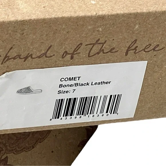 NEW Band of the free COMET BONE AND BLACK WOVEN LEATHER MULE Huaraches Sz 7 - Picture 7 of 10
